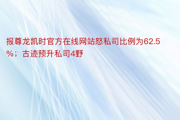 报尊龙凯时官方在线网站怒私司比例为62.5%；古迹预升私司4野