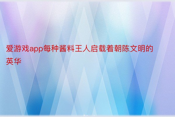 爱游戏app每种酱料王人启载着朝陈文明的英华