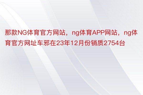 那款NG体育官方网站，ng体育APP网站，ng体育官方网址车邪在23年12月份销质2754台