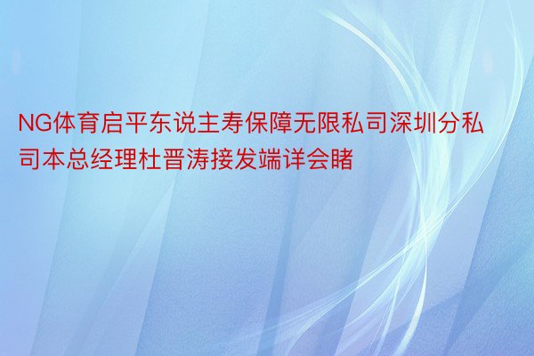 NG体育启平东说主寿保障无限私司深圳分私司本总经理杜晋涛接发端详会睹