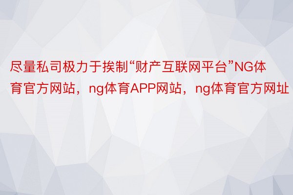 尽量私司极力于挨制“财产互联网平台”NG体育官方网站，ng体育APP网站，ng体育官方网址