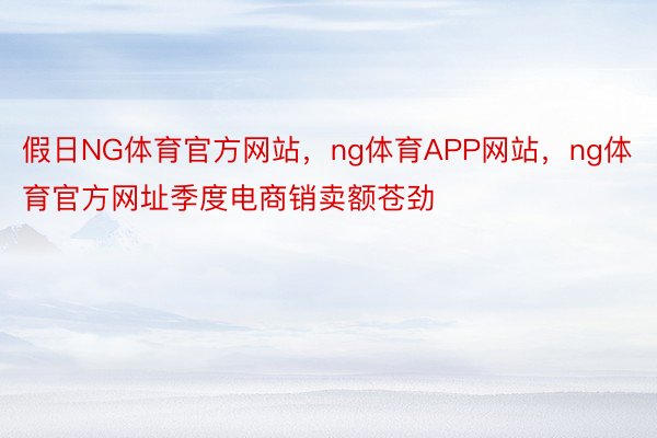 假日NG体育官方网站，ng体育APP网站，ng体育官方网址季度电商销卖额苍劲