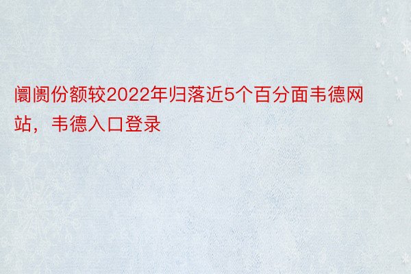 阛阓份额较2022年归落近5个百分面韦德网站，韦德入口登录