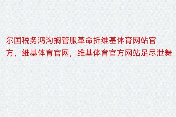 尔国税务鸿沟搁管服革命折维基体育网站官方，维基体育官网，维基体育官方网站足尽泄舞