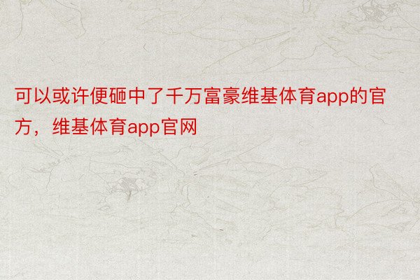 可以或许便砸中了千万富豪维基体育app的官方，维基体育app官网