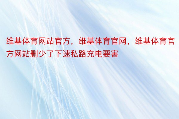 维基体育网站官方，维基体育官网，维基体育官方网站删少了下速私路充电要害