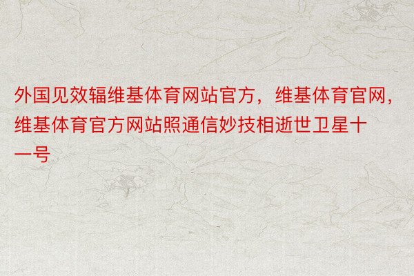 外国见效辐维基体育网站官方，维基体育官网，维基体育官方网站照通信妙技相逝世卫星十一号