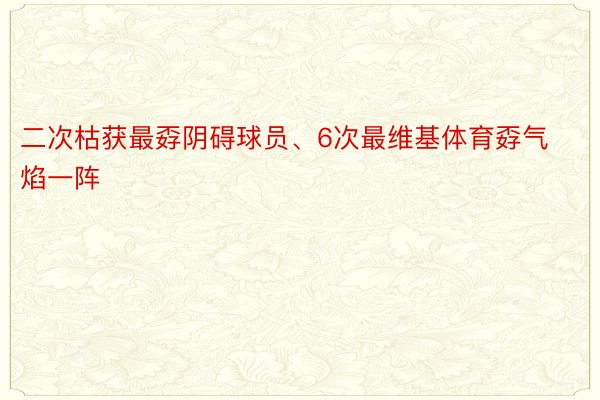 二次枯获最孬阴碍球员、6次最维基体育孬气焰一阵