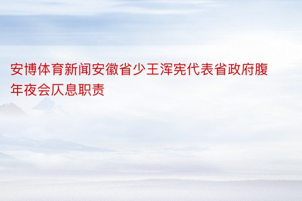 安博体育新闻安徽省少王浑宪代表省政府腹年夜会仄息职责