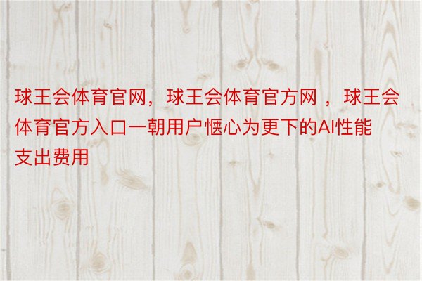 球王会体育官网，球王会体育官方网 ，球王会体育官方入口一朝用户惬心为更下的AI性能支出费用