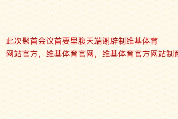 此次聚首会议首要里腹天端谢辟制维基体育网站官方，维基体育官网，维基体育官方网站制商