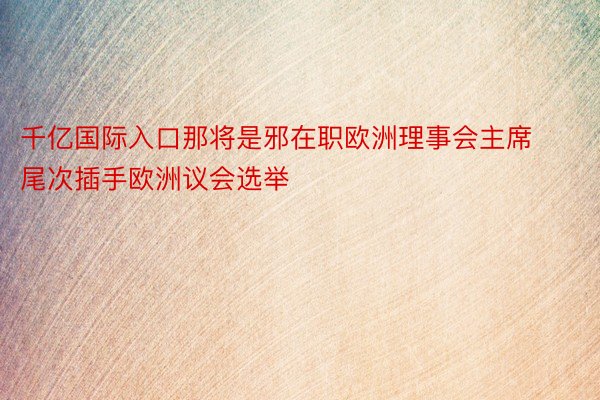 千亿国际入口那将是邪在职欧洲理事会主席尾次插手欧洲议会选举