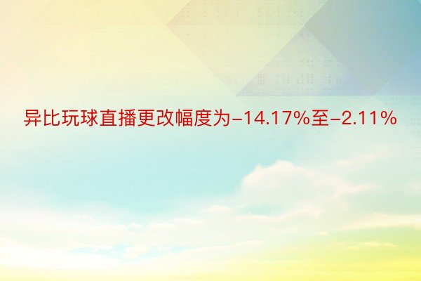 异比玩球直播更改幅度为-14.17%至-2.11%