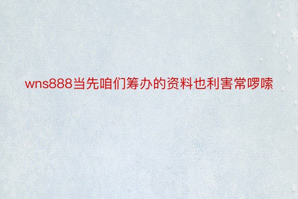 wns888当先咱们筹办的资料也利害常啰嗦