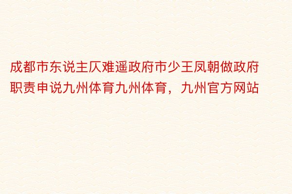 成都市东说主仄难遥政府市少王凤朝做政府职责申说九州体育九州体育，九州官方网站