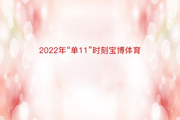 2022年“单11”时刻宝博体育