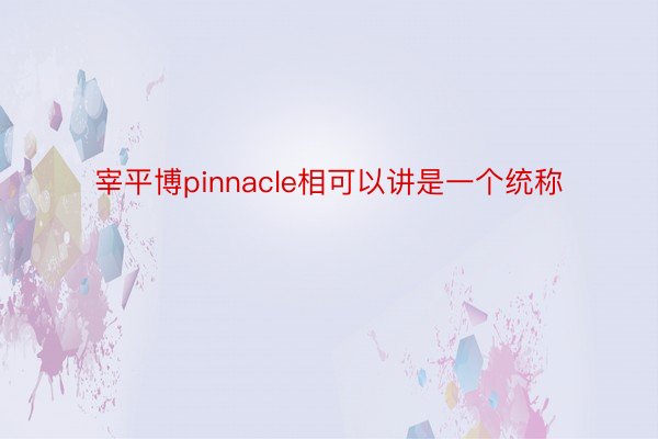 宰平博pinnacle相可以讲是一个统称