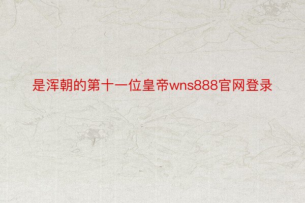 是浑朝的第十一位皇帝wns888官网登录