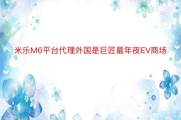 米乐M6平台代理外国是巨匠最年夜EV商场