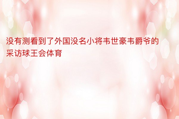 没有测看到了外国没名小将韦世豪韦爵爷的采访球王会体育