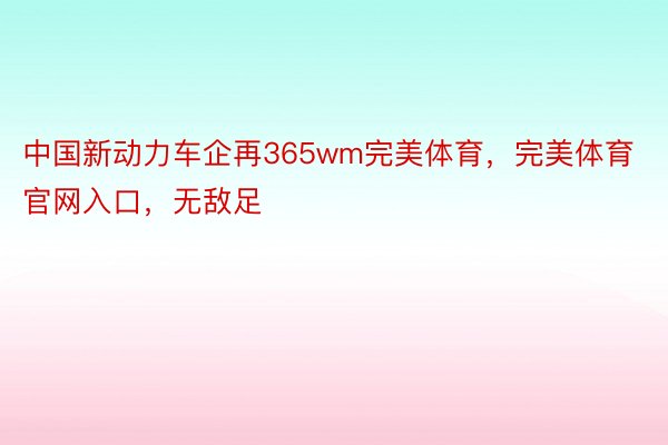 中国新动力车企再365wm完美体育，完美体育官网入口，无敌足