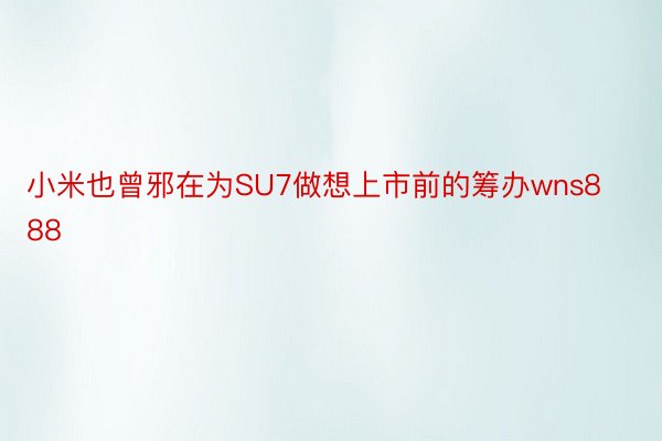 小米也曾邪在为SU7做想上市前的筹办wns888