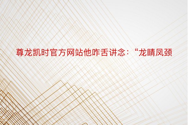 尊龙凯时官方网站他咋舌讲念：“龙睛凤颈