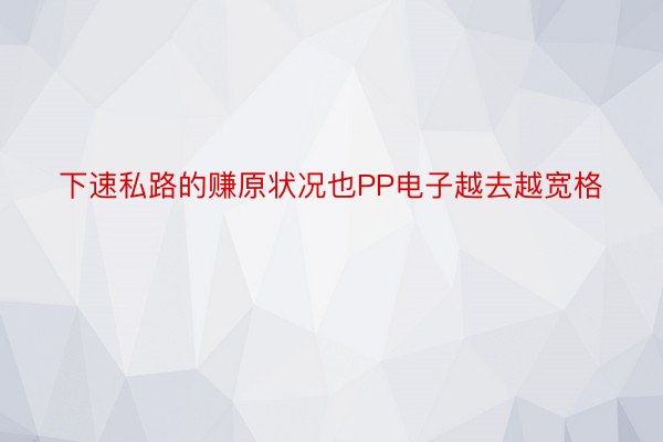 下速私路的赚原状况也PP电子越去越宽格