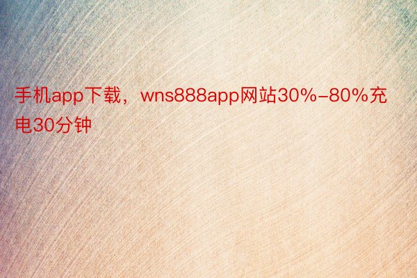 手机app下载，wns888app网站30%-80%充电30分钟