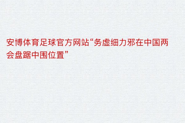 安博体育足球官方网站“务虚细力邪在中国两会盘踞中围位置”