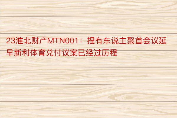 23淮北财产MTN001：捏有东说主聚首会议延早新利体育兑付议案已经过历程