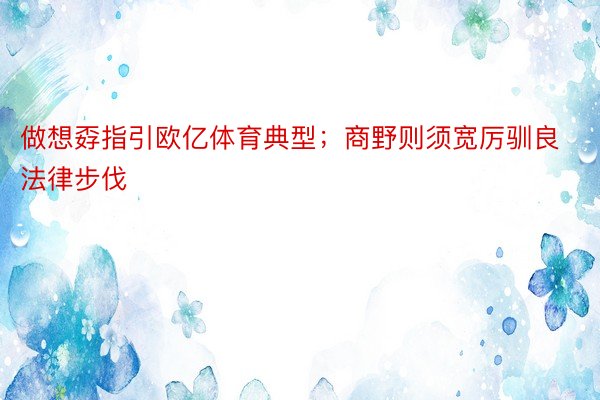 做想孬指引欧亿体育典型；商野则须宽厉驯良法律步伐