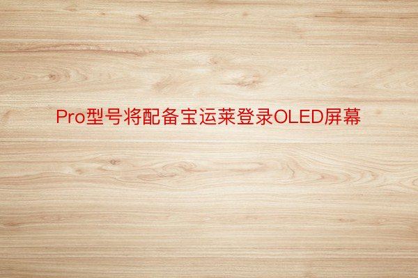 Pro型号将配备宝运莱登录OLED屏幕