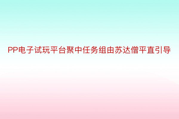 PP电子试玩平台聚中任务组由苏达僧平直引导