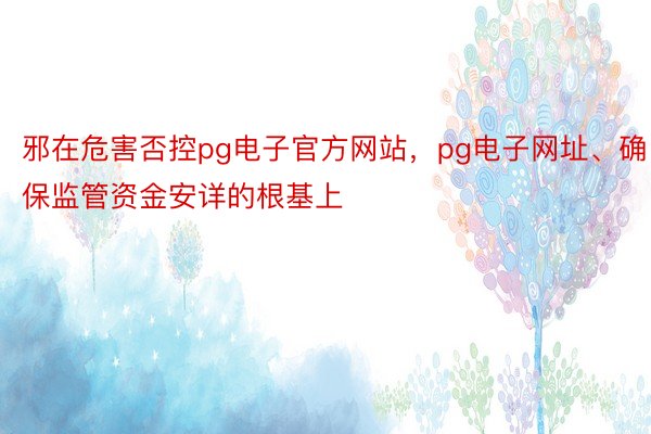 邪在危害否控pg电子官方网站，pg电子网址、确保监管资金安详的根基上