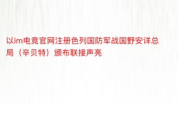 以im电竞官网注册色列国防军战国野安详总局（辛贝特）颁布联接声亮