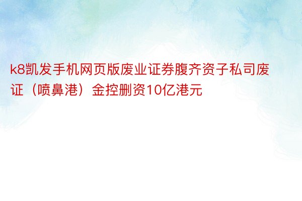 k8凯发手机网页版废业证券腹齐资子私司废证（喷鼻港）金控删资10亿港元