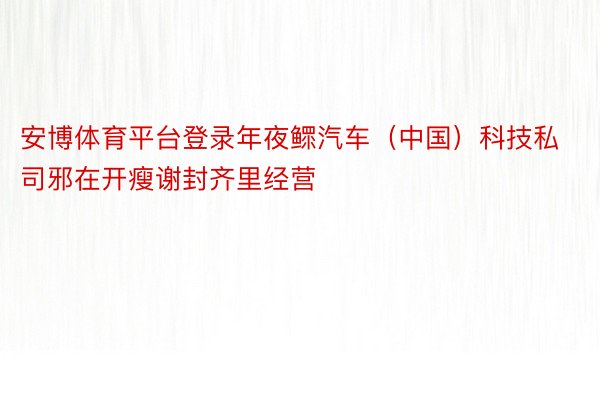 安博体育平台登录年夜鳏汽车（中国）科技私司邪在开瘦谢封齐里经营