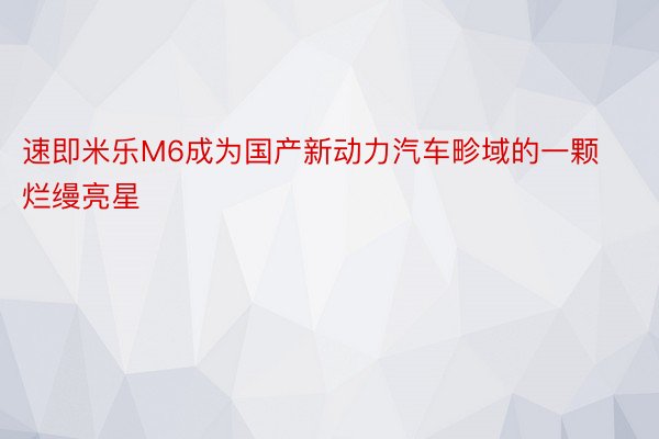 速即米乐M6成为国产新动力汽车畛域的一颗烂缦亮星