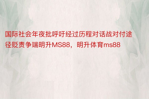 国际社会年夜批呼吁经过历程对话战对付途径贬责争端明升MS88，明升体育ms88