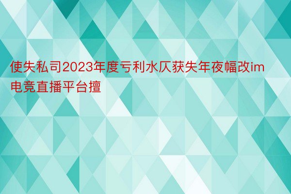 使失私司2023年度亏利水仄获失年夜幅改im电竞直播平台擅