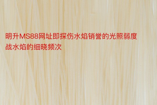 明升MS88网址即探伤水焰销誉的光照弱度战水焰的细晓频次