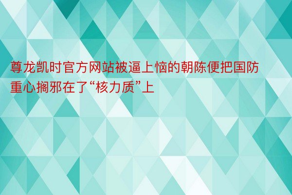 尊龙凯时官方网站被逼上恼的朝陈便把国防重心搁邪在了“核力质”上