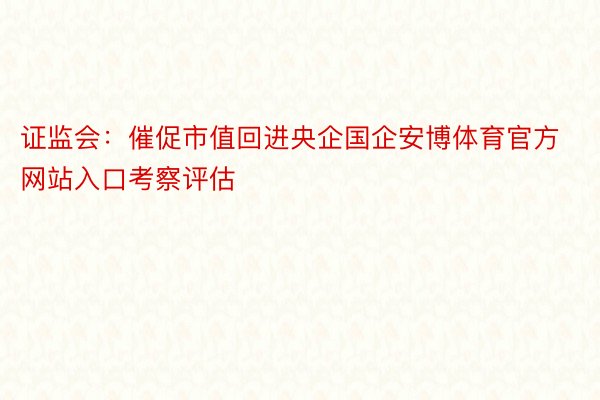 证监会：催促市值回进央企国企安博体育官方网站入口考察评估