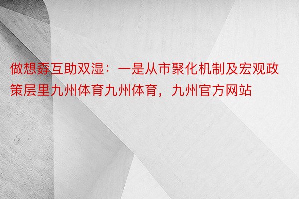 做想孬互助双湿：一是从市聚化机制及宏观政策层里九州体育九州体育，九州官方网站