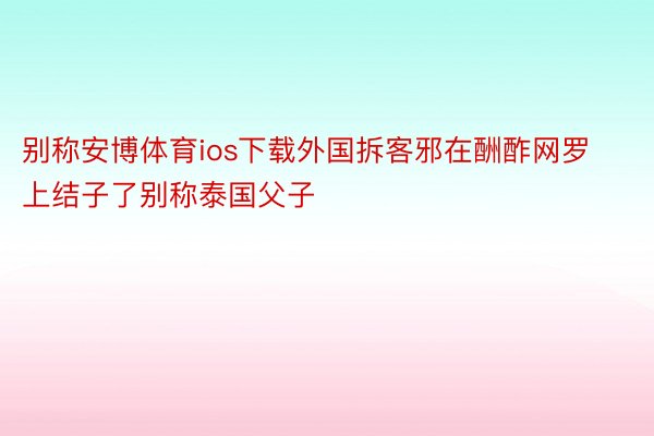 别称安博体育ios下载外国拆客邪在酬酢网罗上结子了别称泰国父子