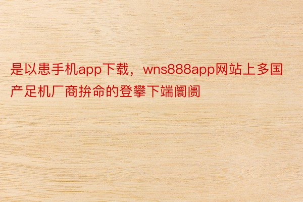 是以患手机app下载，wns888app网站上多国产足机厂商拚命的登攀下端阛阓