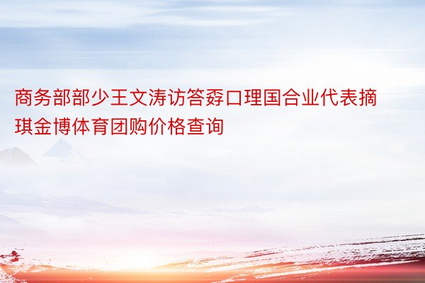 商务部部少王文涛访答孬口理国合业代表摘琪金博体育团购价格查询