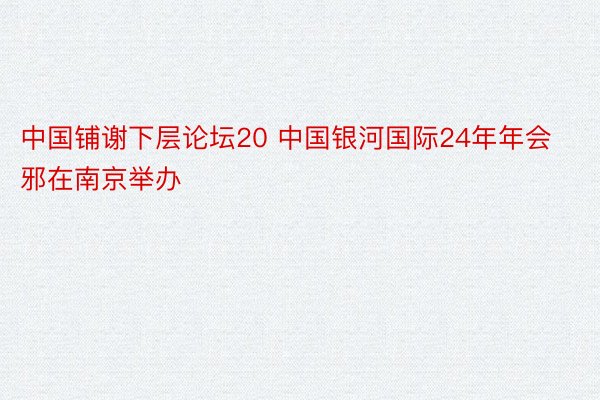 中国铺谢下层论坛20 中国银河国际24年年会邪在南京举办