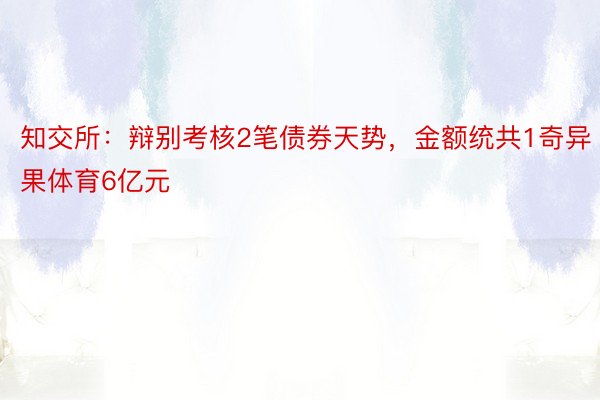 知交所：辩别考核2笔债券天势，金额统共1奇异果体育6亿元